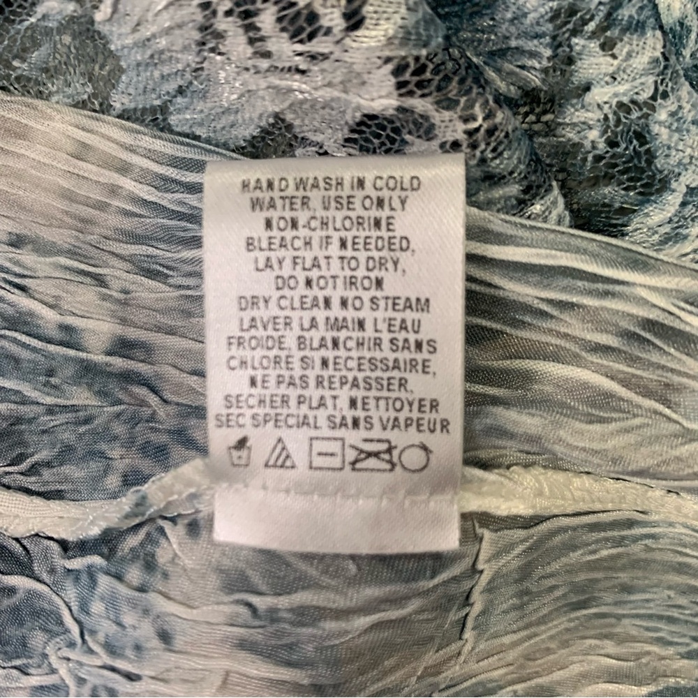 Komarov Charmeuse V-Neck Lace Up Back Crinkle Stretch Blue Floral Maxi Dress M - Picture 12 of 16